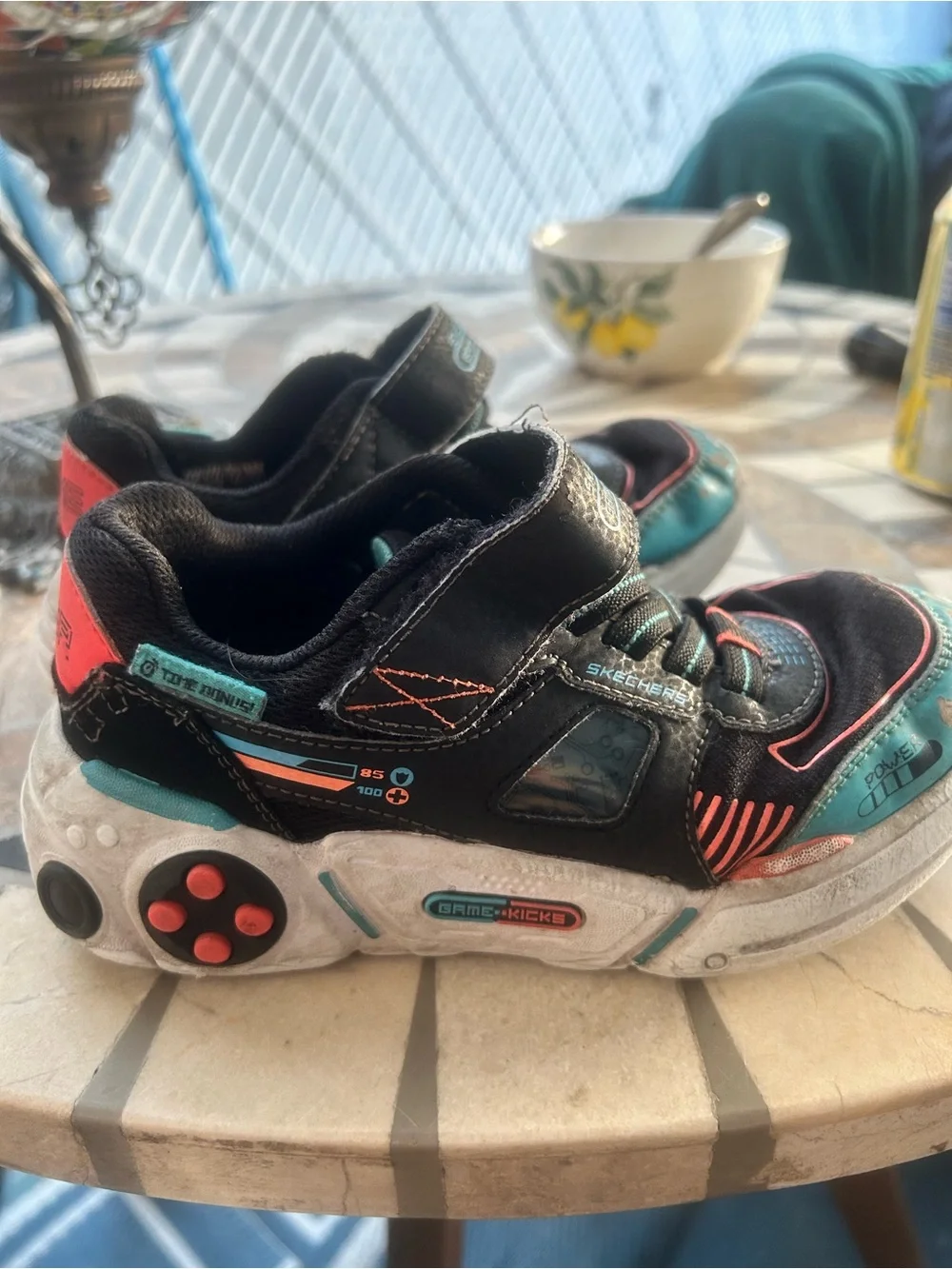 Sketcher Kids Black and White Game Kick size 13 Sneakers